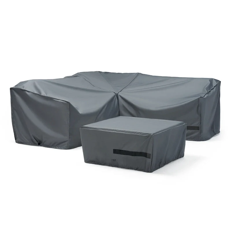 Portofino Comfort 4 Piece Polyester Outdoor Patio Sectional Deluxe Furniture Covers - Grey