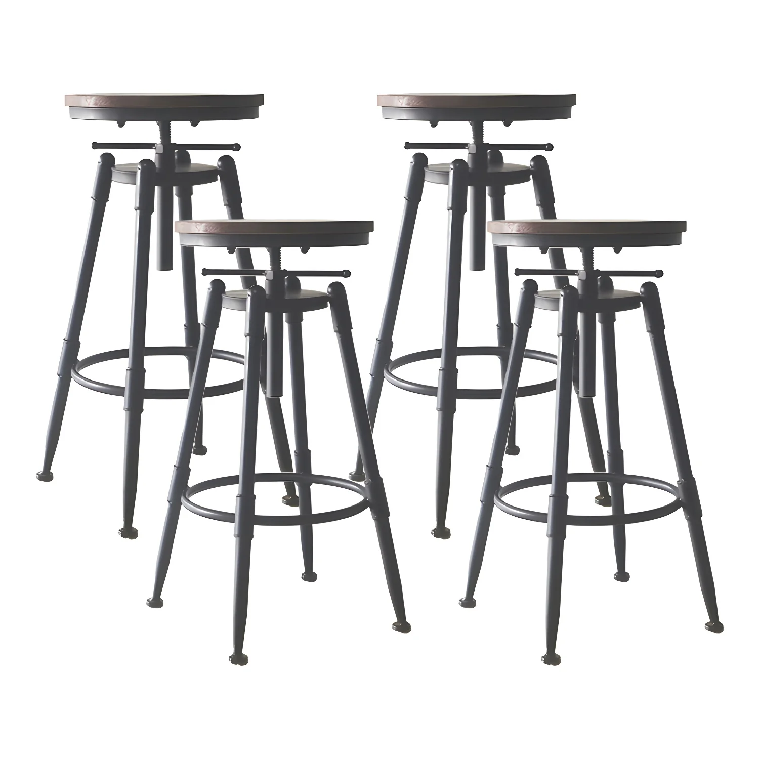 Industrial Metal Leather Swivel Bar Stools with Back