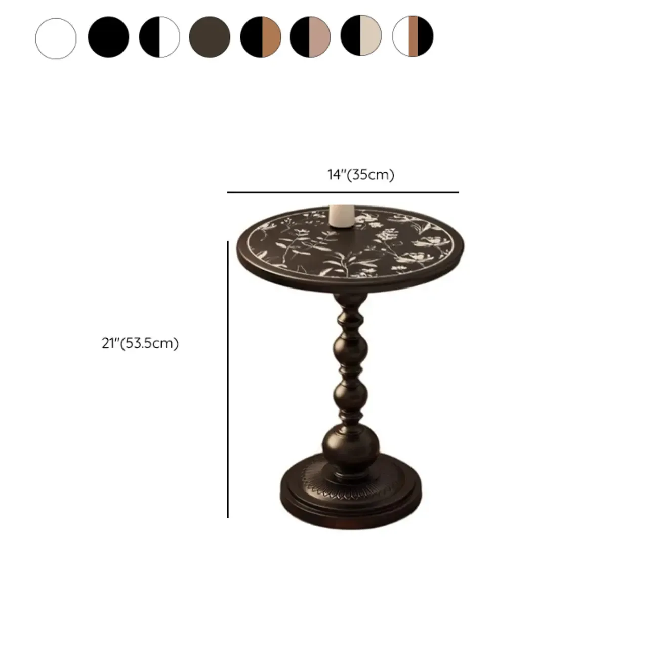 Modern Classic Iron Pedestal End Table Black-White