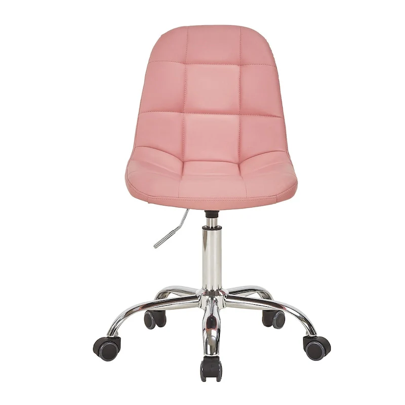 Armless Home Office Chair, Height Adjustable Computer Desk Chair with Wheels