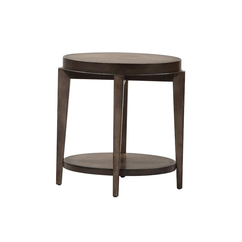 Penton Espresso Stone Oval Chair Side Table