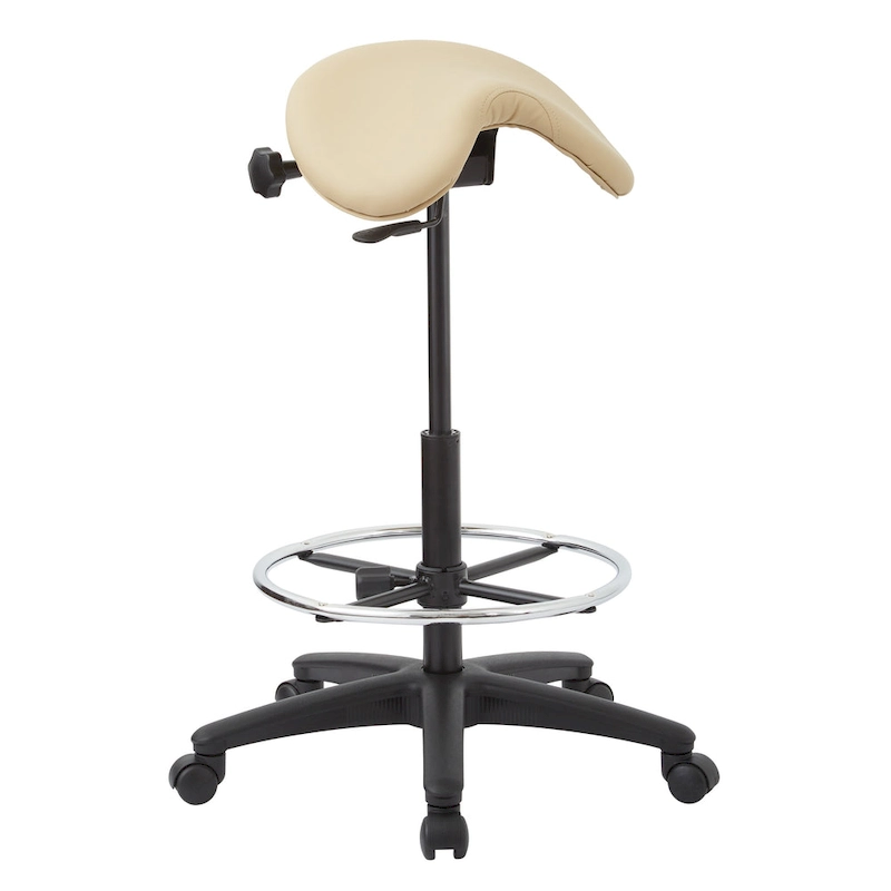 Backless Stool with Height-adjustable Saddle Seat