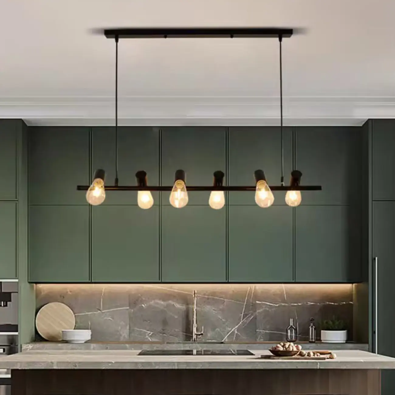 Industrial Metal Adjustable Island Pendant Light for Kitchen Area