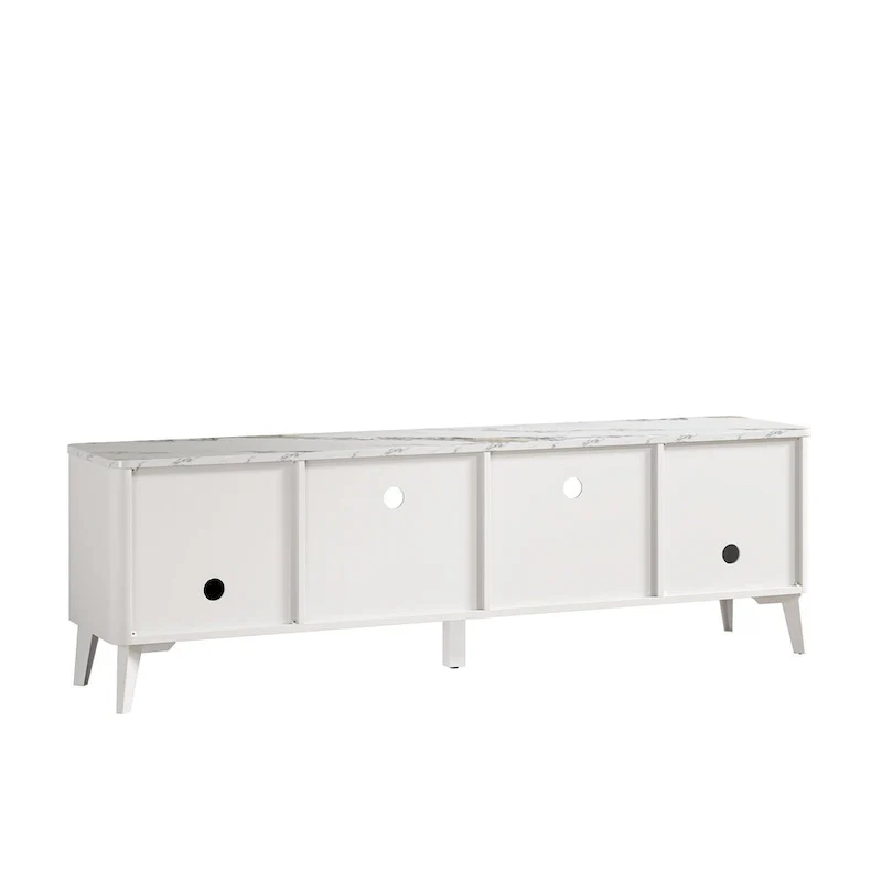 Stylish 70-Inch TV Stand with Marble-Printed Top - 70 in Width