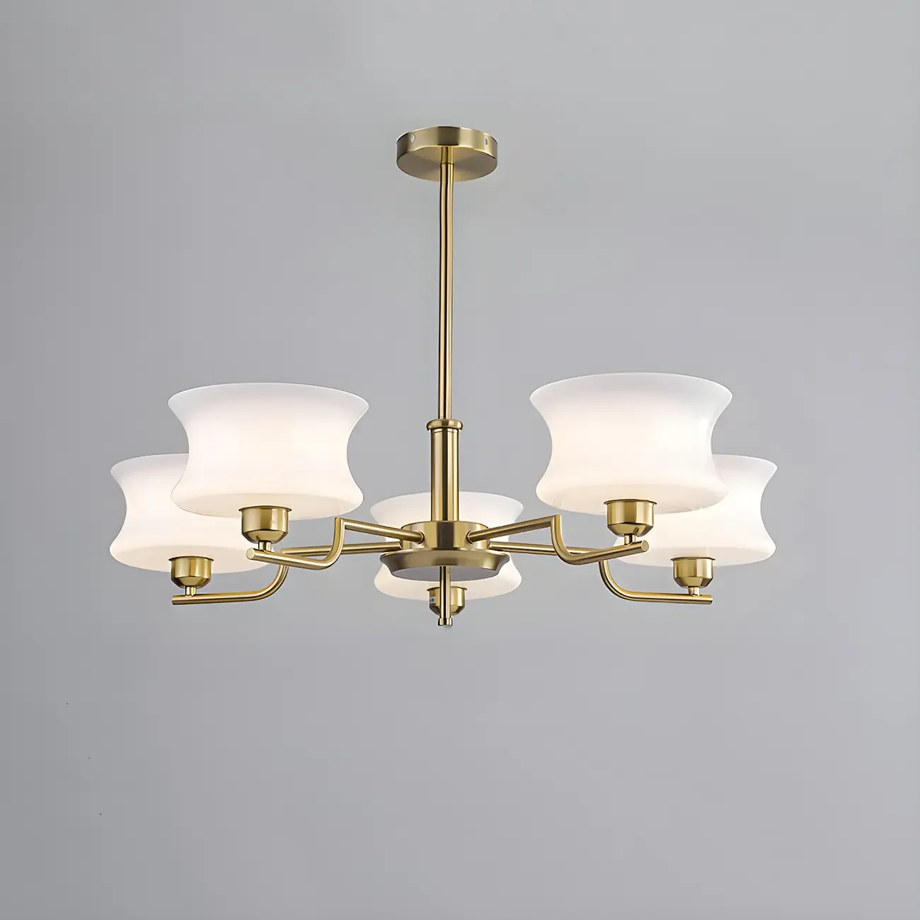 Modern Elegant 3-5 Lights Beige Glass Large Chandelier