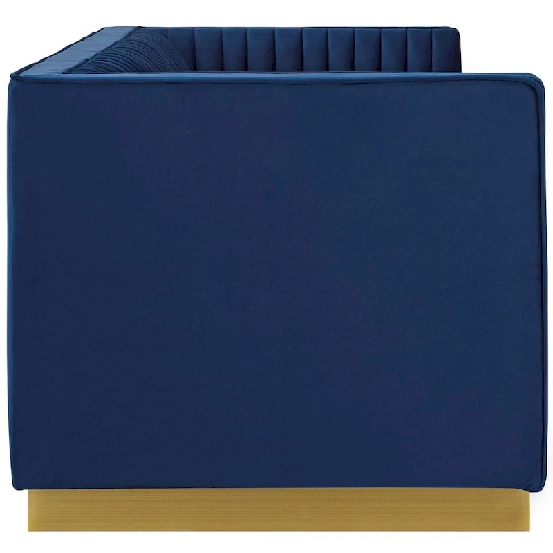 Silver Orchid Perez Vertical Channel Tufted Velvet Sofa