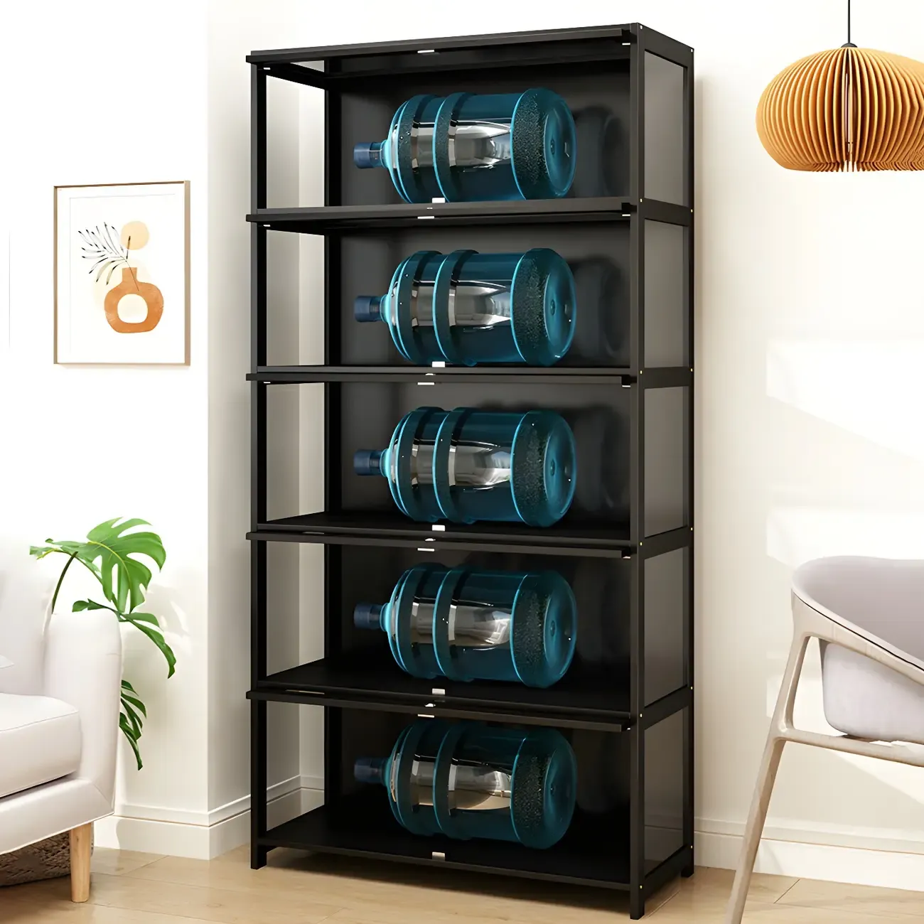 Living Room Modern Black Glass Figurine Display Cabinet