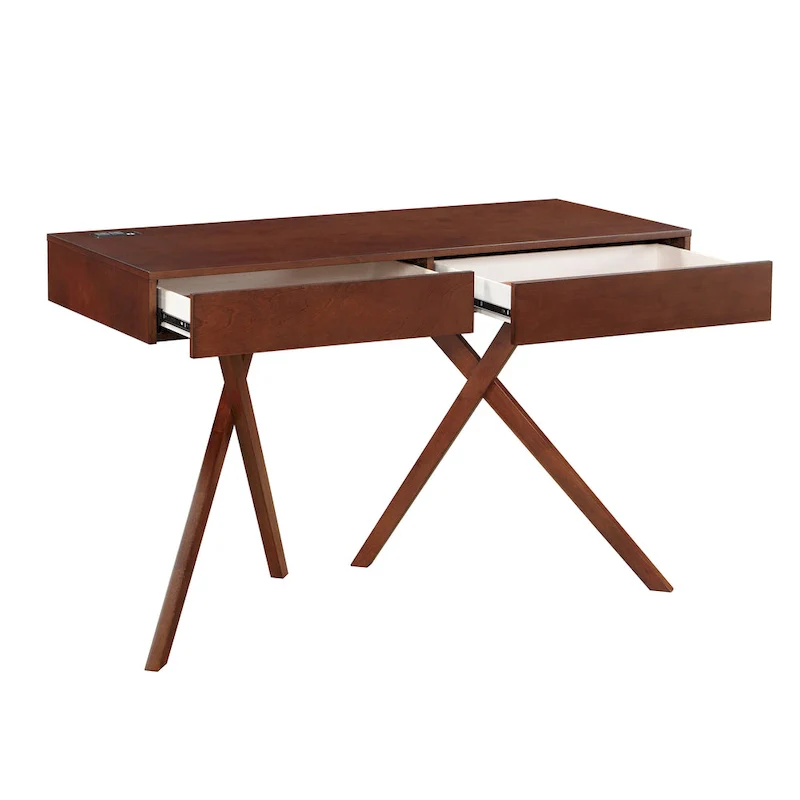 Foli Transitional 47-inch Wood 2-Drawer Desk with USBs and Power Outlets by Furniture of America