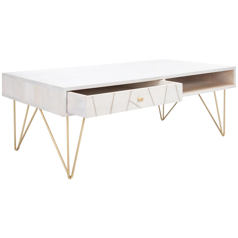 SAFAVIEH Nilgun 1-Drawer 1-Shelf Living Room Coffee Table - 43 W x 21.6 L x 16 H - 43Wx22Dx16H