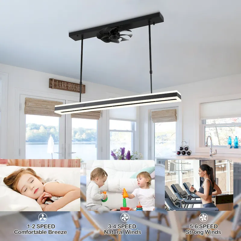 Bella Depot Modern Black Ceiling Fan with Dimmable Light, 6-Speed Reversible Fan with Remote and APP Control - N/A