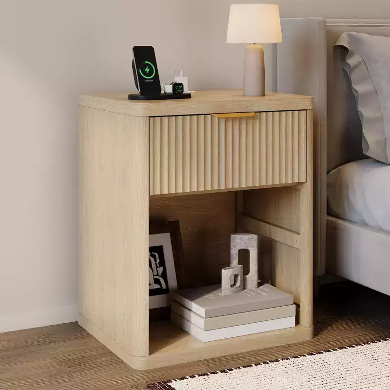 Fluted Nightstand with Storage