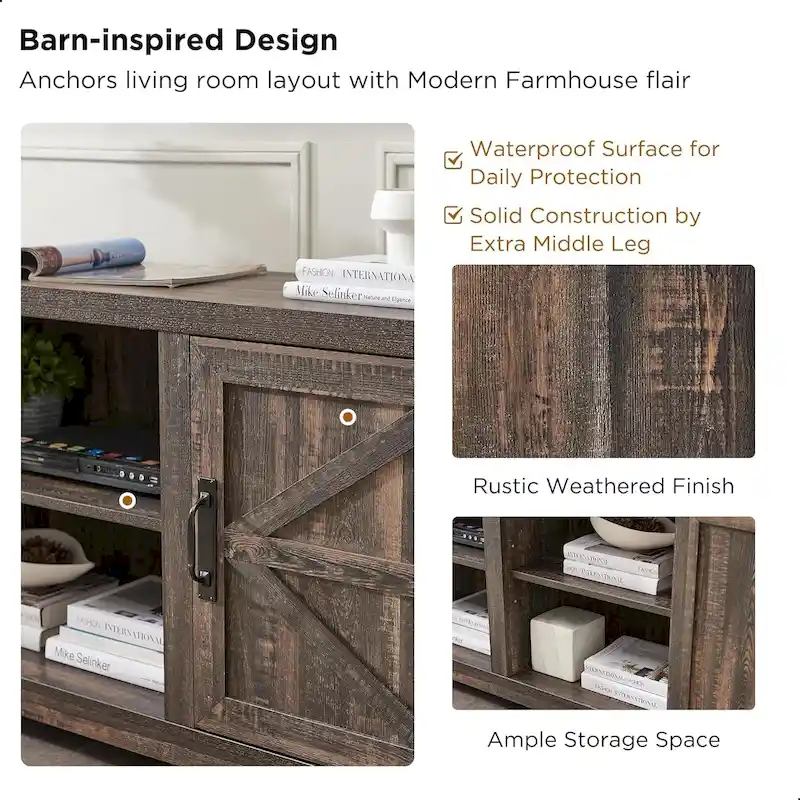 Farmhouse TV Stand, Television Console Table, Entertainment Center