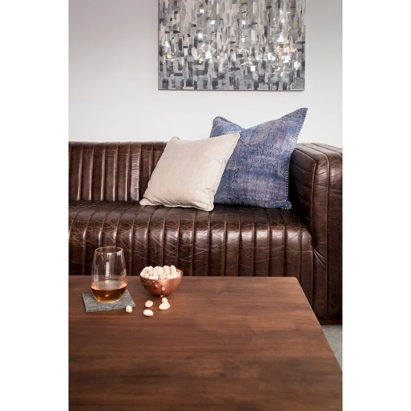 Aurelle Home Caolo Modern Channel-Stitched Leather Sofa