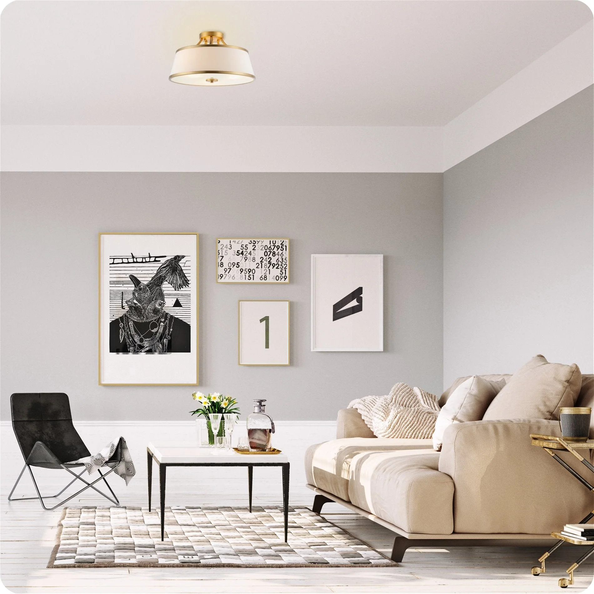 Zoey 18 Modern 3-Light Semi-Flush Mount Ceiling Light