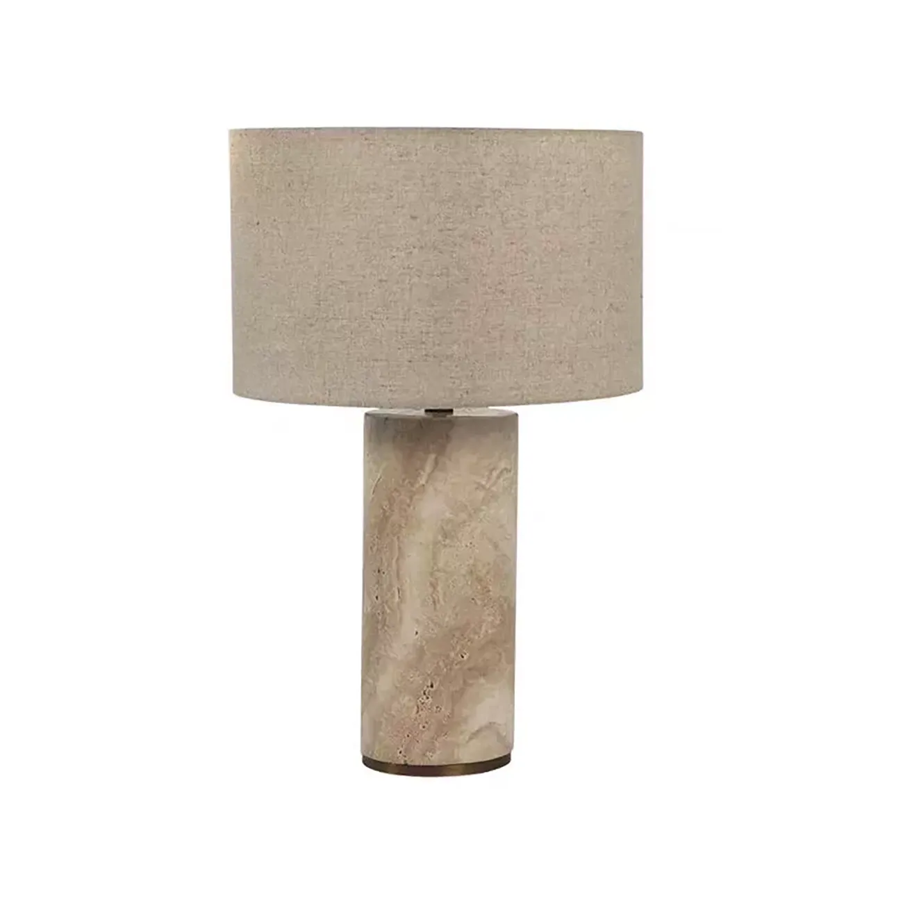 Modern Yellow Travertine Table Lamp with Fabric Shade