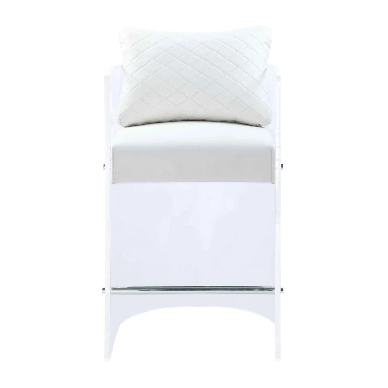 Somette Acrylic Counter Height Stool with Plush White Upholstery - N/A