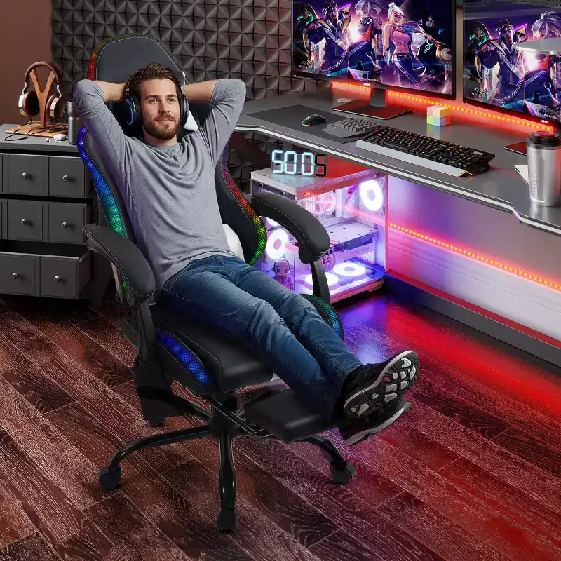 EROMMY Gaming Chair With Massager & Footrest