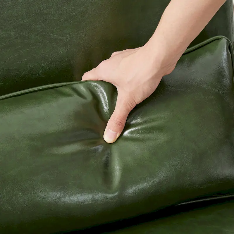 Glitzhome 30.75H Mid-Century PU Leather Armchair with Ottoman Set