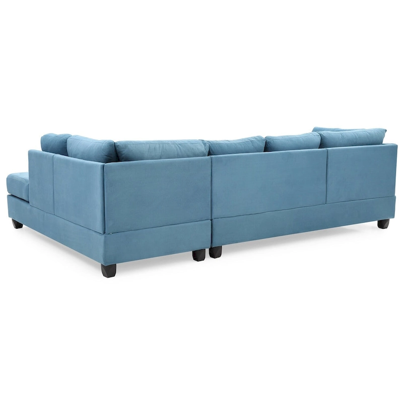 Malone 111 in. Suede 4-Seater Sectional Sofa with 2-Throw Pillow - 111L x 78W x 34H