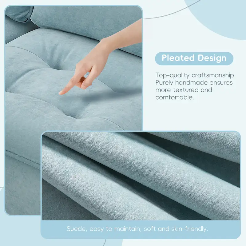 100*59 Convertible Sectional Sofa,L-shaped Reversible Couch Set with Free Pillows,4 Seat Sleeper Sofa with Ottoman