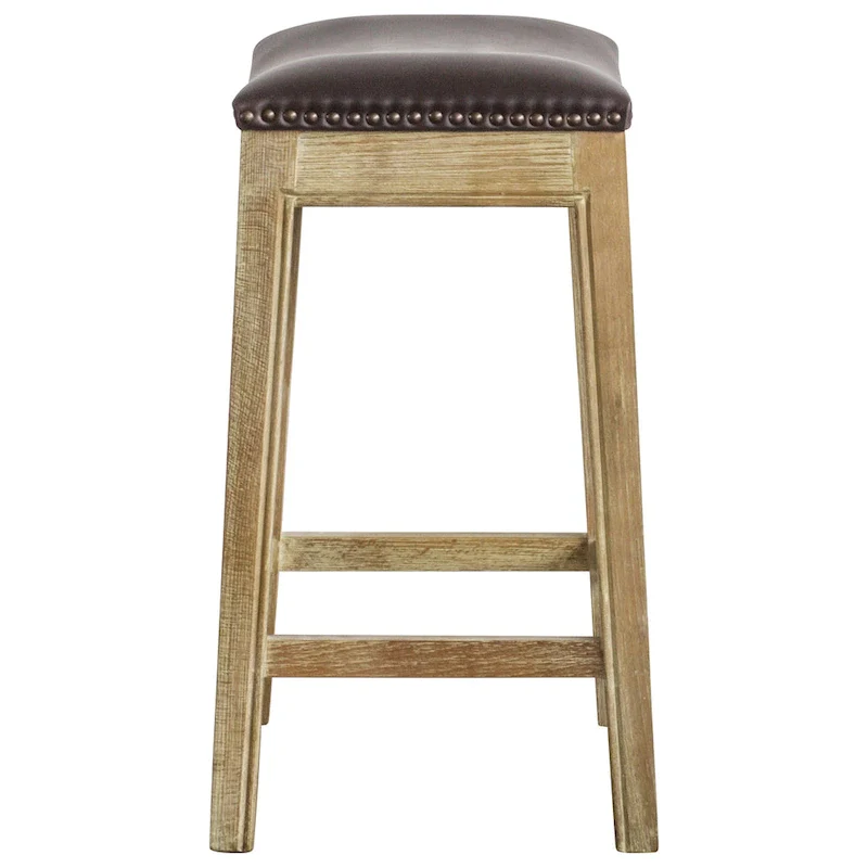 Contoured Bonded Leather Counter Stool – Vintage Gray / Blue / Taupe / Caramel / Dark Brown / Red, Single