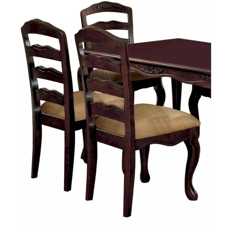 Transitional Dark Walnut Finish Set of 2pc Dining Chairs Solid wood Kitchen Dining Room Furniture Ladder back Side Chairs