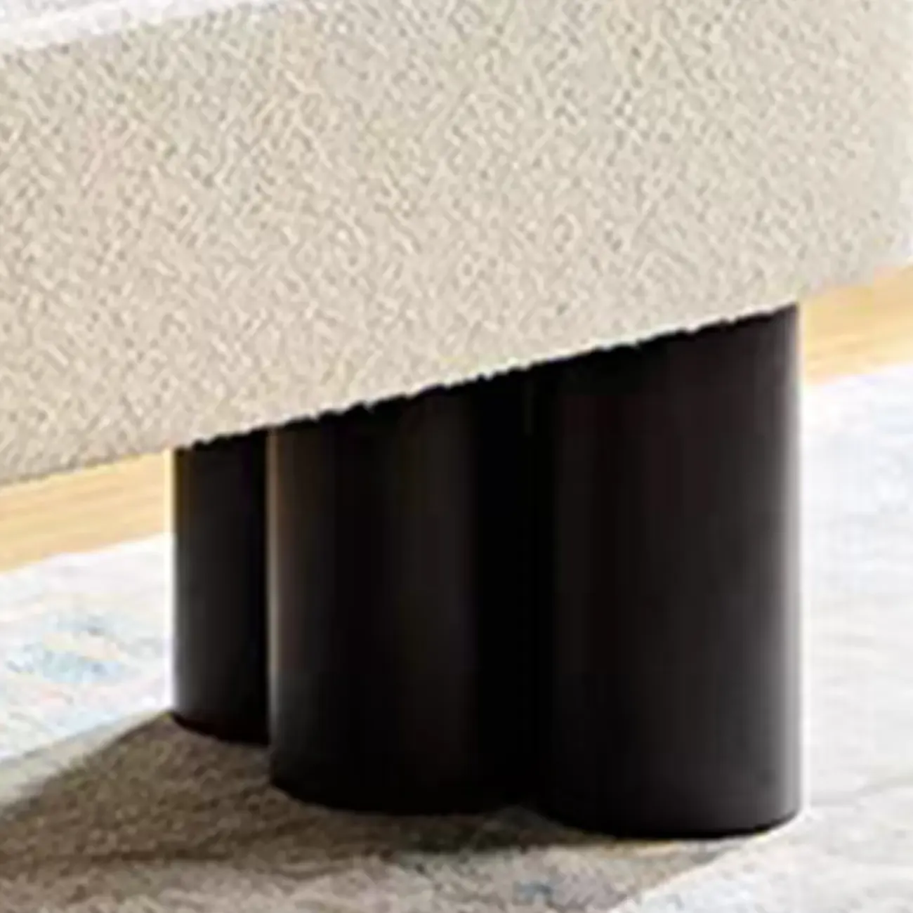 Simple White Upholstered Oval Bedroom Bench