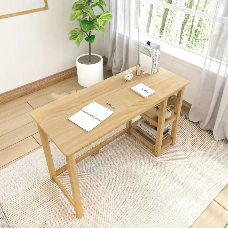 Plank and Beam Desk with Bookshelves