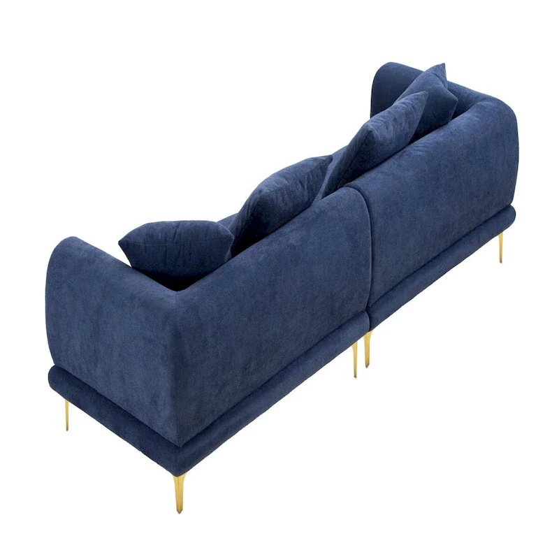 108.3in Upholstered Blue White 4-Seater Modern Fabric Sofa Couch