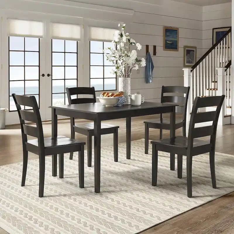 Wilmington II 48-Inch Rectangular Antique Black 5-Piece Dining Set by iNSPIRE Q Classic