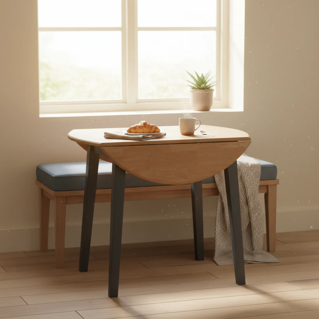 Dining Table, Extendable (26–42 inches), Dark Blue, Wooden, Includes 2 Extension Leaves