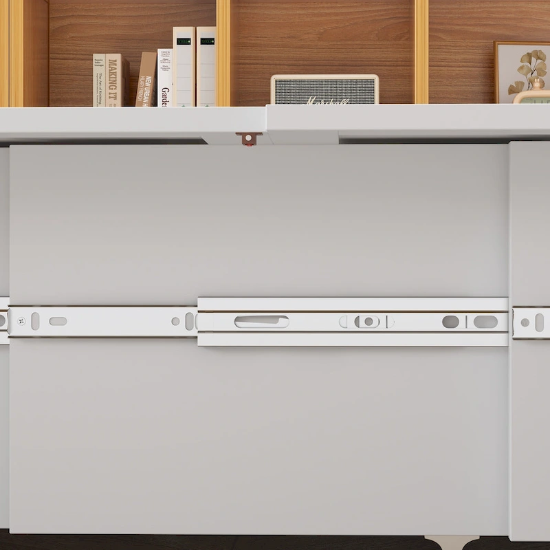 Modern Wood Full Murphy Bed Chest in White Finish Dresser 2-1 Cabinet