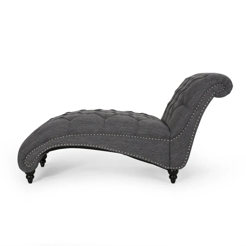 64.25 Button Tufted Chaise Lounge Chair with Birch Legs