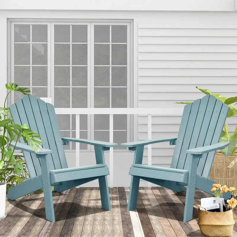 OVIOS Plastic Wood Adirondack Outdoor Patio Chair Set of 2