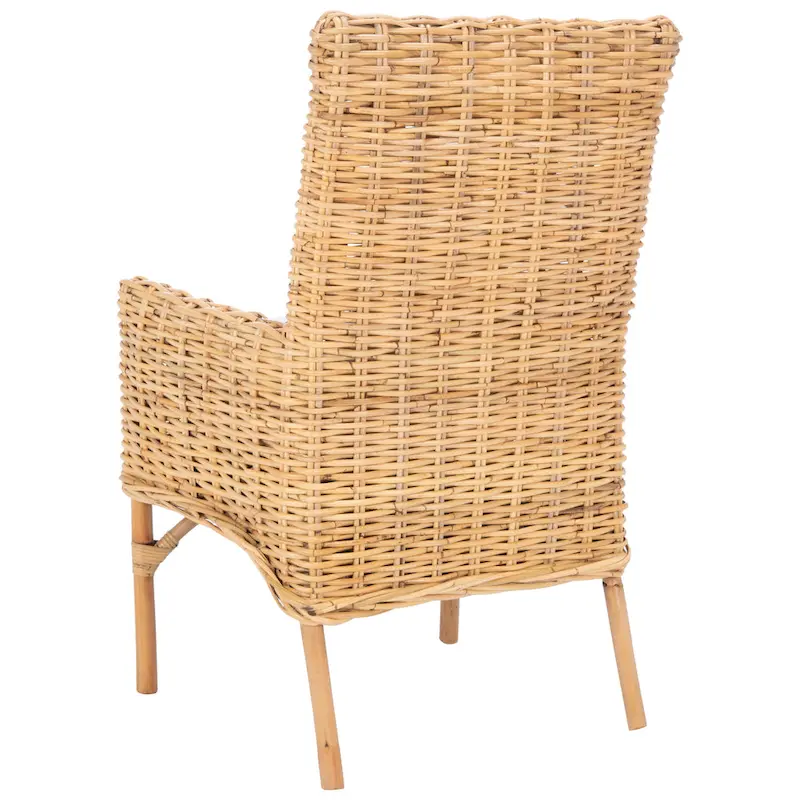 SAFAVIEH Winnifred Coastal Rattan Accent Chair with Cushion - 18.5 W x 22.8 L x 38.2 H - 19Wx23Dx38H