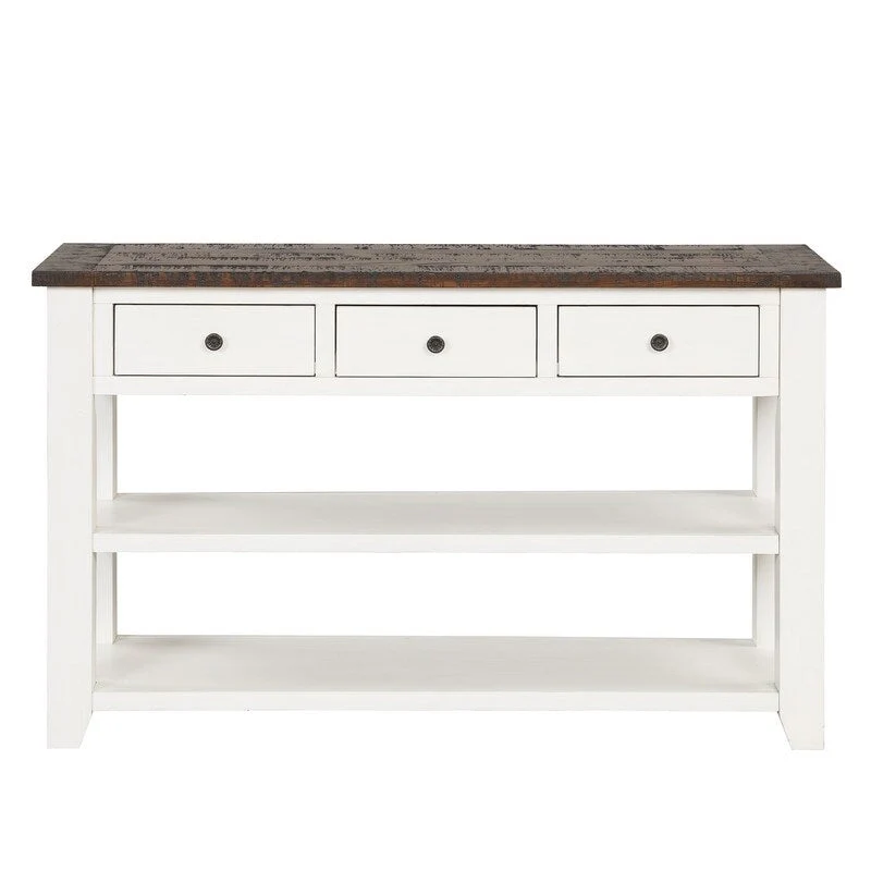 Console Table with 3 Drawers and 2 Open Shelves