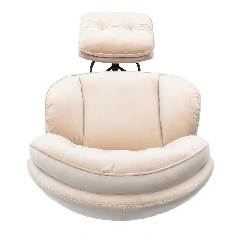 Beige Modern 31.7 Swivel Accent Chair with Ottoman