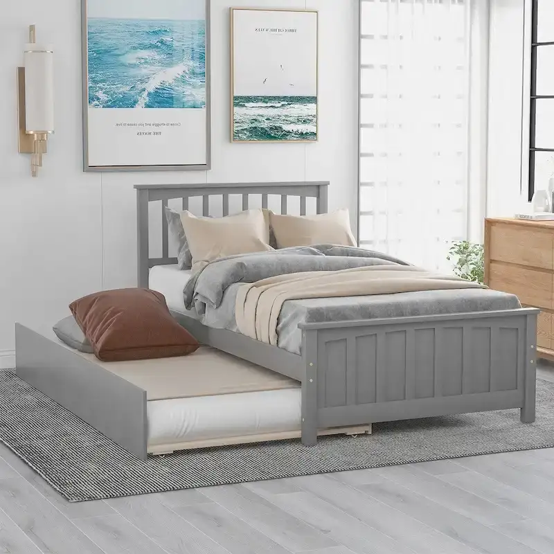Merax Twin-size Platform Bed with a Trundle