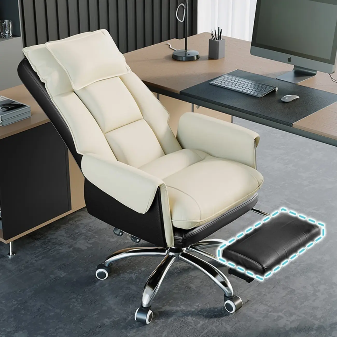 Modern High Back Ergonomic Leather Swivel Executive Office Chair