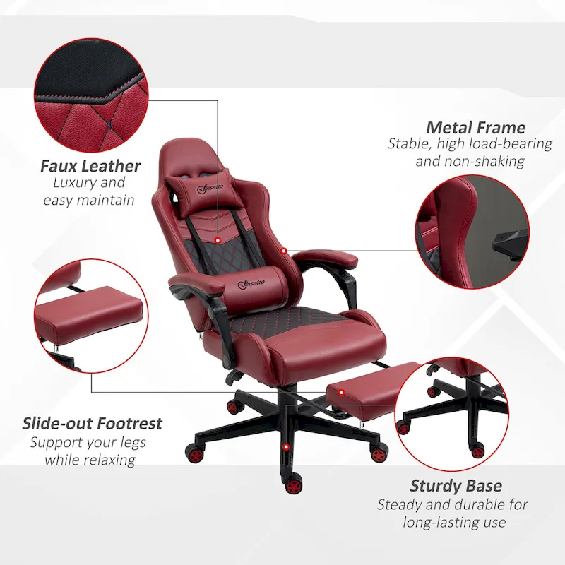 Vinsetto Gaming Chair Racing Style Office Ergonomic Chair Adjustable Height Swivel Recliner High Back PC Computer Desk Chair
