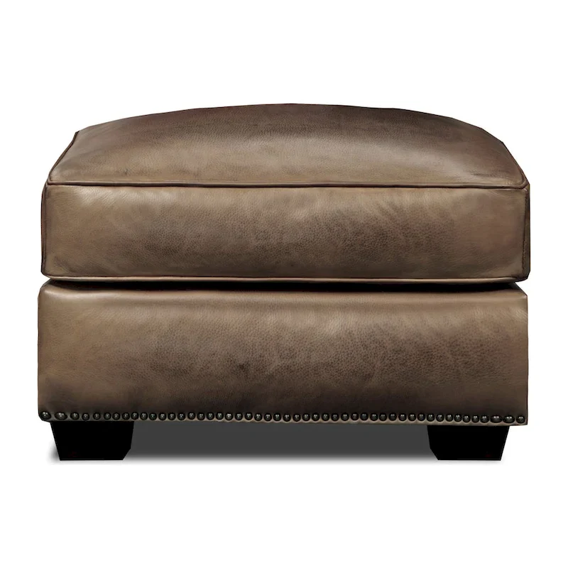 Top Grain Hand Antiqued Leather Traditional Ottoman