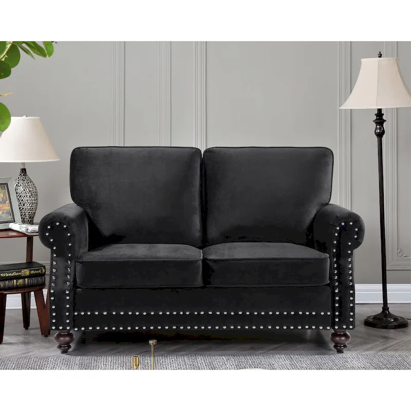 Suffield Velvet Nailhead 2-Piece Set-Loveseat & Sofa