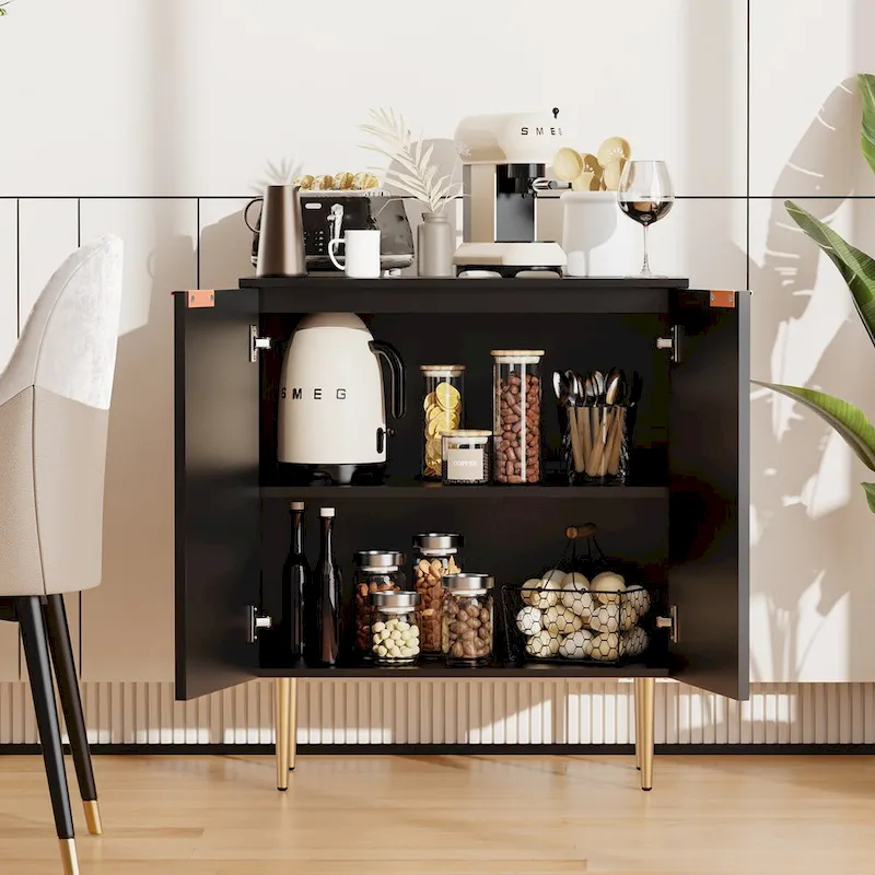 Sideboard Buffet Cabinet Set of 2 with Adjustable Shelves -