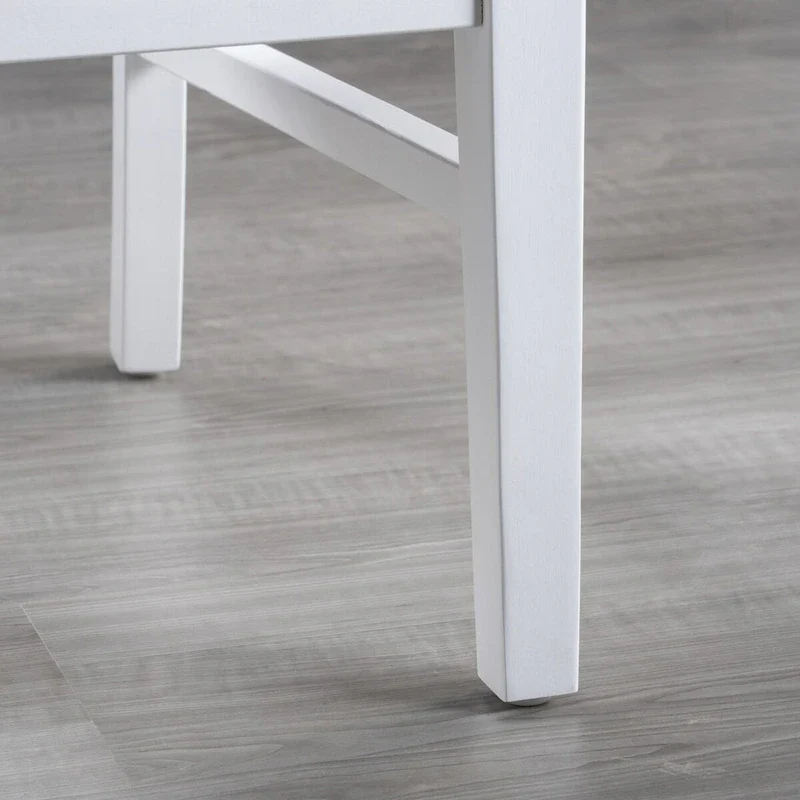 Farmhouse Acacia Wood Dining Chairs, White / Walnut 21D x 17.75W x 35.5H Inch