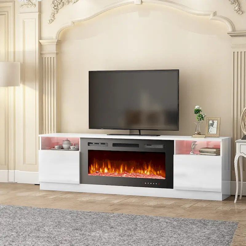 TV Stand with 36 Electric Fireplace, Entertainment Center, and Console for TVs up to 80 for Living Room - 73 inches in width