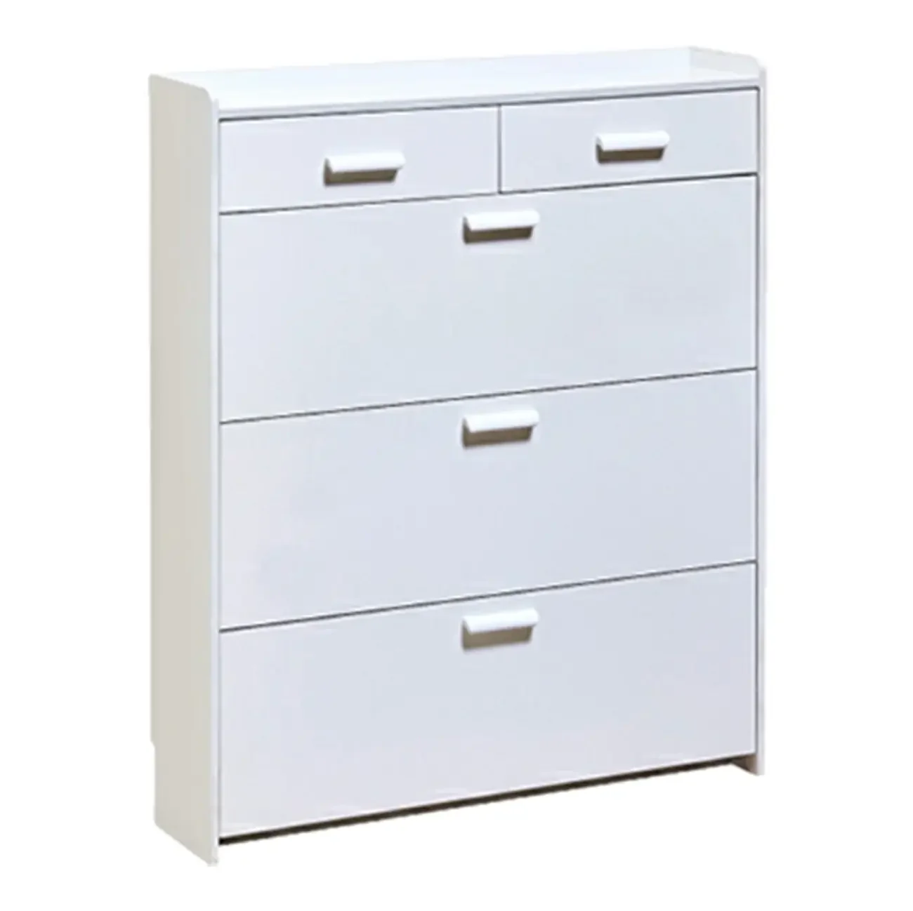 Narrow Wall-Mounted White Shoe Cabinet with Drawers
