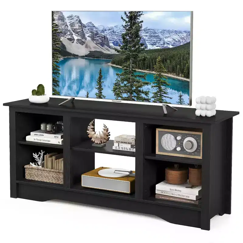 58 TV Stand Entertainment Center w/ 3-Adjustable Shelves for 65 TV Black