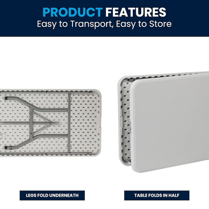 30W x 96L Bi-Fold Granite White Plastic Event Table with Carrying Handle