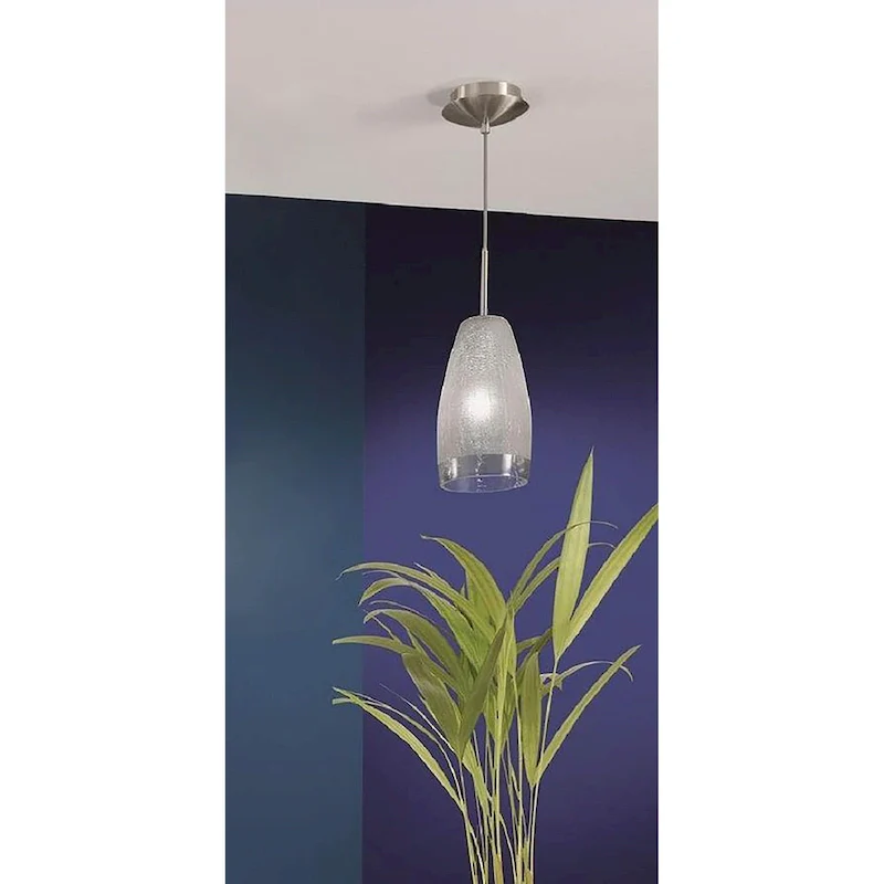 Eglo Crash 1-Light Matte Nickel Pendant with Frosted Glass