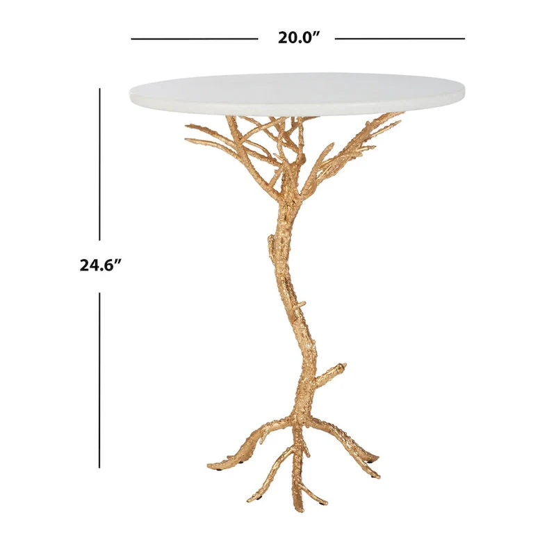 SAFAVIEH Ailene Hidden Treasures White Granite Brass Accent Table - 20 x 20 x 24.6 - 20Wx20Dx25H